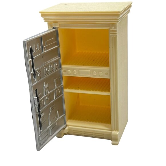Fisher Price Loving Family Dollhouse Refrigerator Beige & Silver Plastic - Picture 2 of 2